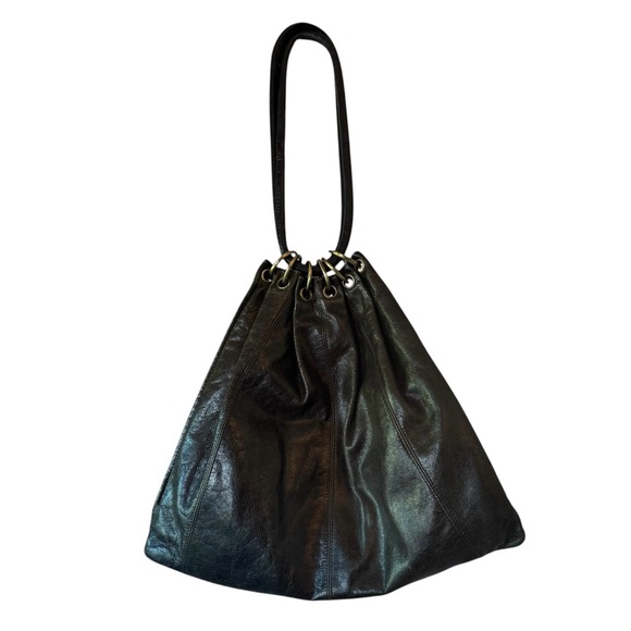 Trina Turk Handbags - Trina Turk Elegant Greenish Black Triangular Tote Bag